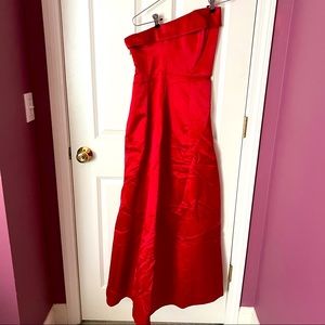 Asymmetrical A-Line full length red dress